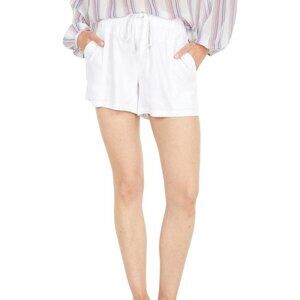 KUT From The Kloth Stretch Linen Blend Shorts Smocked Waist Porkchop Pockets